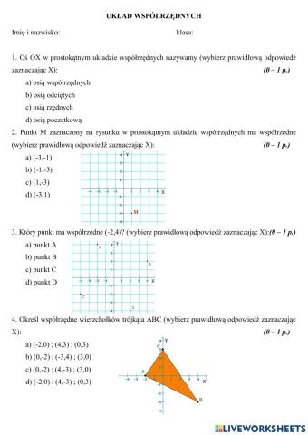 Prostokąty układ współrzędnych