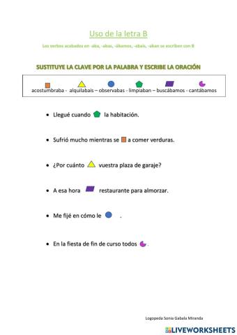 Verbos acabados en -aba, -abas, -aban,-ábamos,-aban