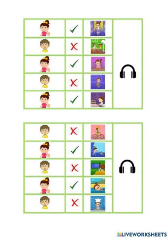 She likes-doesn't like He likes-doesn't like