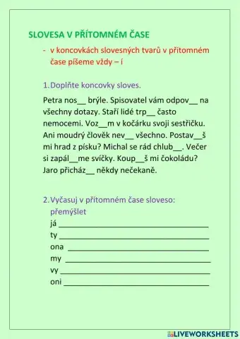Slovesa - přítomný čas