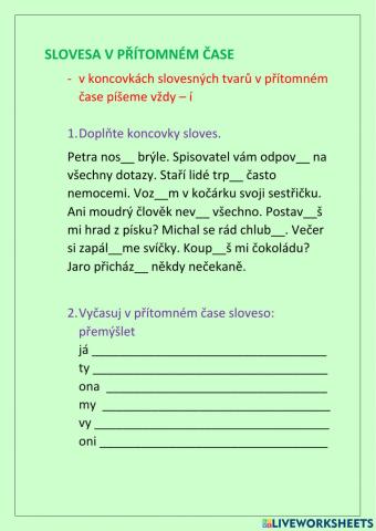 Slovesa - přítomný čas