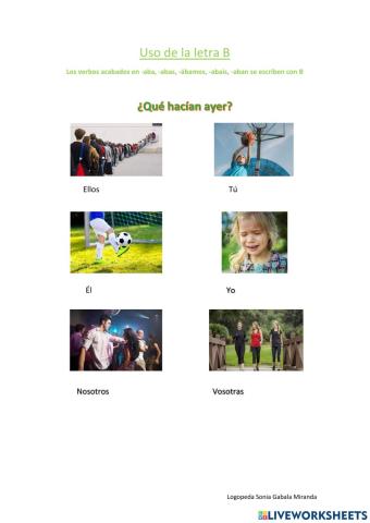 Verbos acabados en -aba, -abas, -aban,-ábamos,-aban