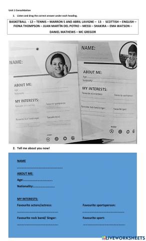 Unit 1 Consolidation