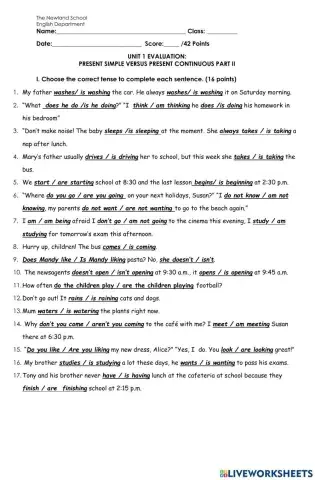 Present simple versus present continuous II