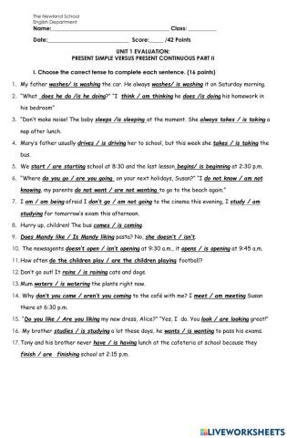 Present simple versus present continuous II