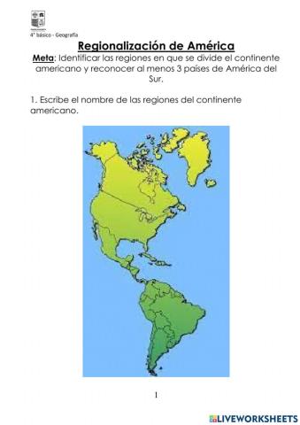 Regionalización de América y países de América del Sur