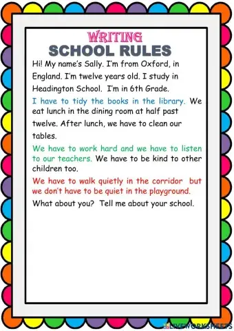 School Rules - writing
