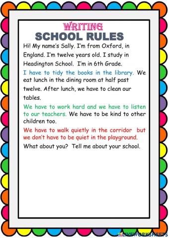 School Rules - writing