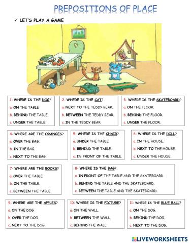 Prepositions of place