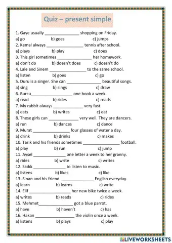 Simple Present Tense test-1