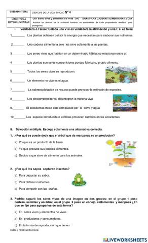 Unidad 4  Los seres vivos y los ecosistemas