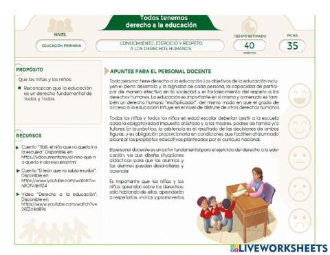 Ficha 35 -Todos tenemos derecho a la educación-