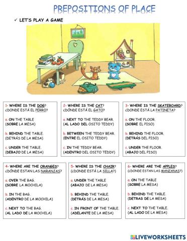 Prepositions of place