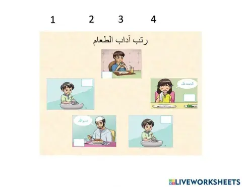 ورقة عمل آداب الطعام