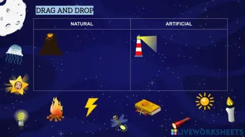Natural and artificial light - drag and drop
