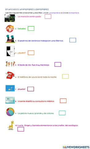 Enunciados unimembres y bimembres