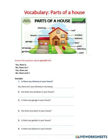 Parts of a house - There is and there are