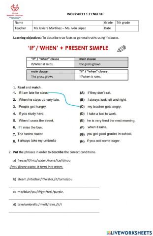 Worksheet 1.2 7th grade