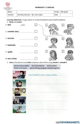 Worksheet 1.2 6th grade