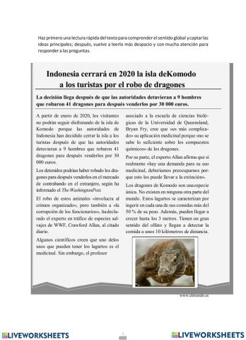 Comprensión lectora la noticia