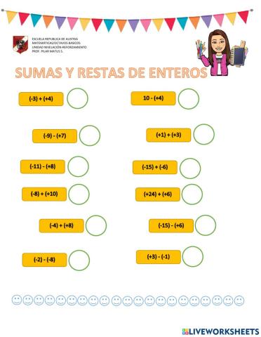 Suma y resta de enteros