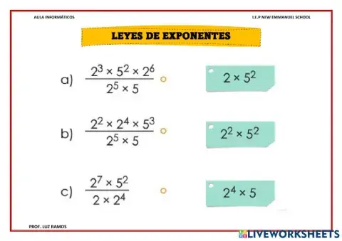 Leyes de exponentes