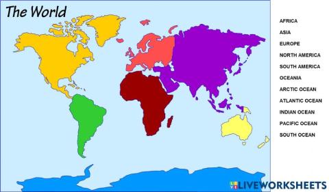 World Map Continents and Oceans