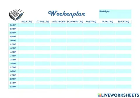 Der Wochenplan von meinem-er Partner-in