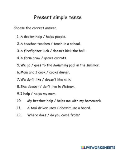 Present simple tense