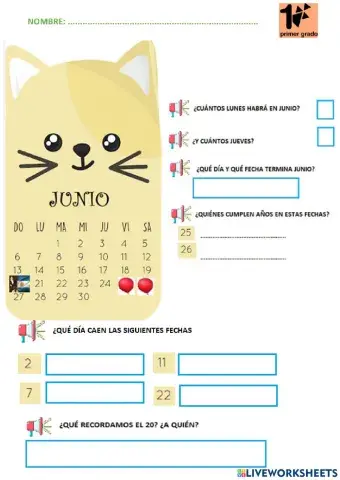 Calendario junio