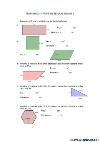 Perímetros y áreas N1