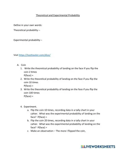 Experimental Probability with a Coin
