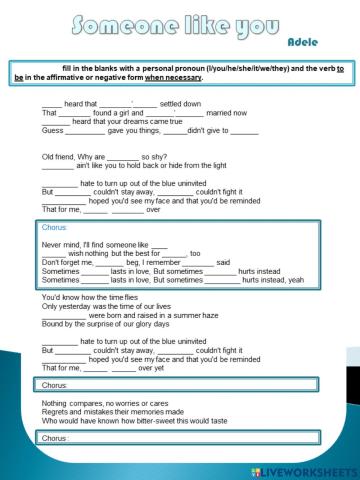 Listening: Someone like you by Adele