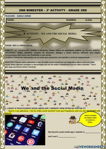 2nd BIMESTER - 3ª ACTIVITY – WE AND THE SOCIAL MEDIA - 3rd