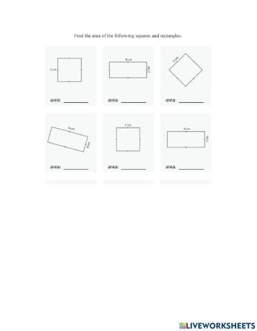Area of squares and rectangles