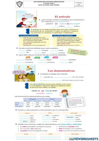Examen L. Castellana grado 4 P