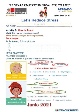 Let's Reduce Stress: Activity2