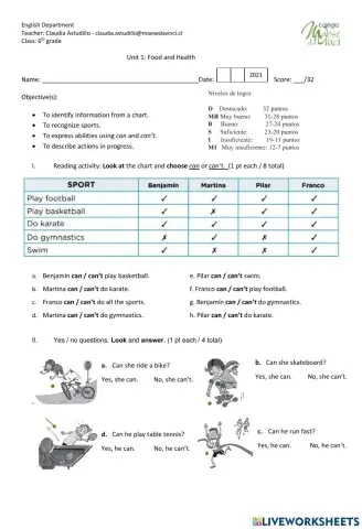 Unit 1: Food and Health