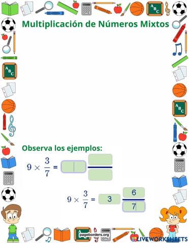 Multiplicación de enteros y fracciones