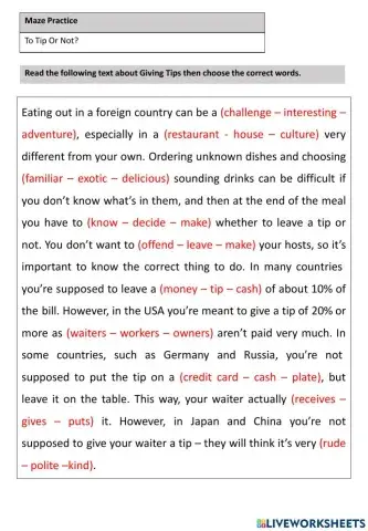 Maze practice 2-Term 3 -11Advanced