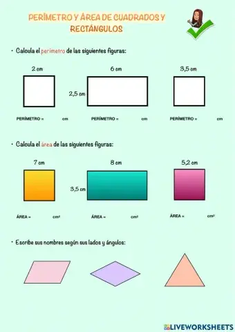 Perímetro y área de cuadrados y rectángulos
