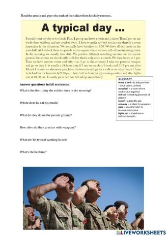 Soldier's daily routine