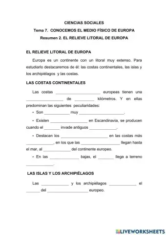 El relieve litoral de Europa