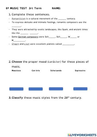 Music test 6º Units 5-6