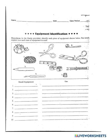 Sewing Tools Identification