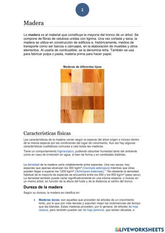 Caracteristicas de la  madera