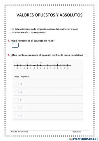 Valores opuestos y absolutos