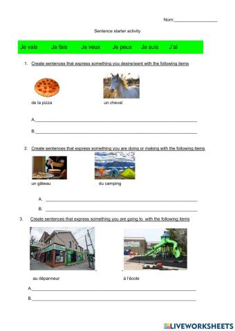 Sentence starter French