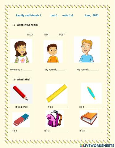 Family and friends 1 unit 1 to 3