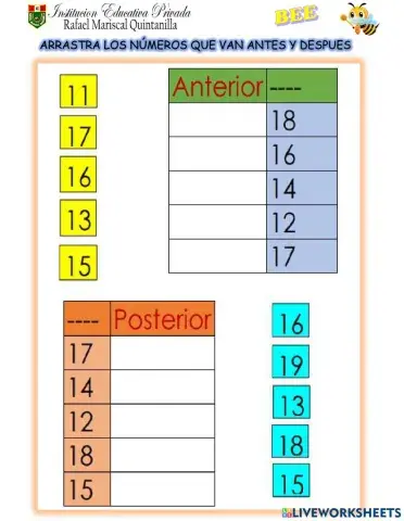 Números antes - después